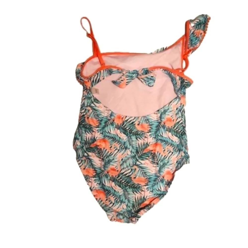 Juicy Couture black label flamingo print assymetrical shoulder strap swimsu